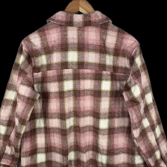 OLD NAVY Women's Utility Jacket Shacket Sz M Pink Plaid Long line Outdoor Soft - Picture 5 of 11